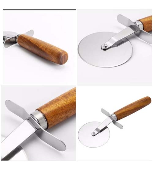 Wooden Handle Pizza Slicer Wheel Sharp Cutter